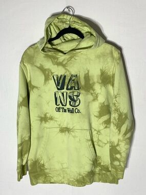 Vans Off The Wall Lime Green Olive Tie Dye Graphic Hoodie Size XL